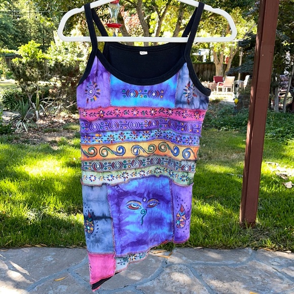 🌺 COLORFUL 100% Cotton Tank Made in Nepal Sz. S! - Picture 2 of 8